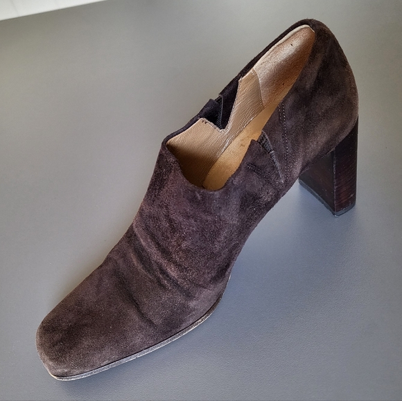 Anne Klein Suede Leather Bootie Brown 5M Made in Italy - Picture 3 of 7